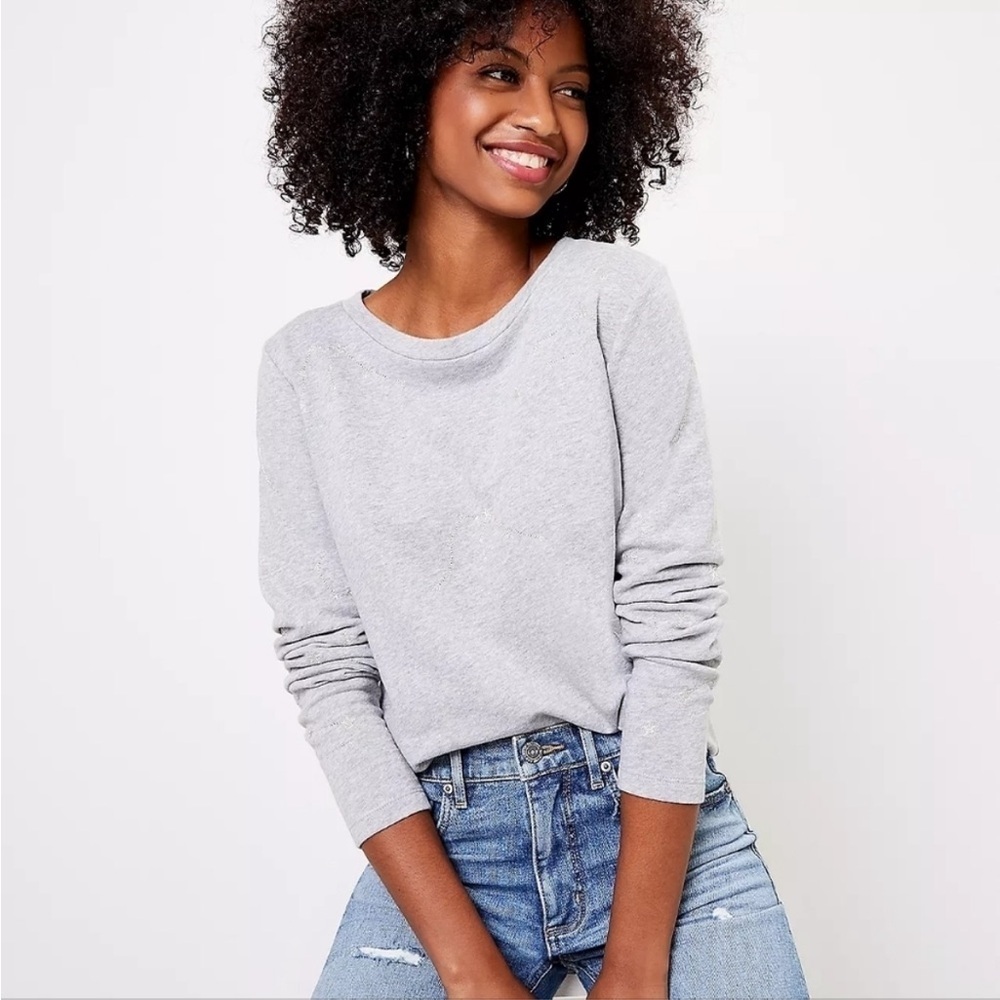 Loft Gray Constellation Embroidered Sweatshirt Size M